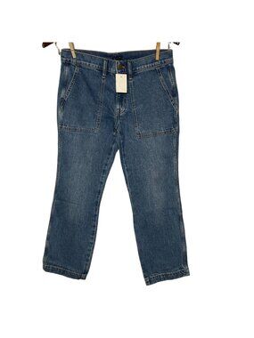 J. Crew Factory Cropped Patch Pocket Utility Jeans Blue Sz 27 PETITE